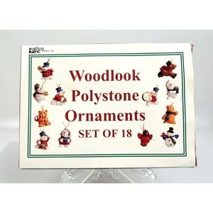Woodlook Polystone Ornaments Set of 18 GiftCo Inc Tie-On